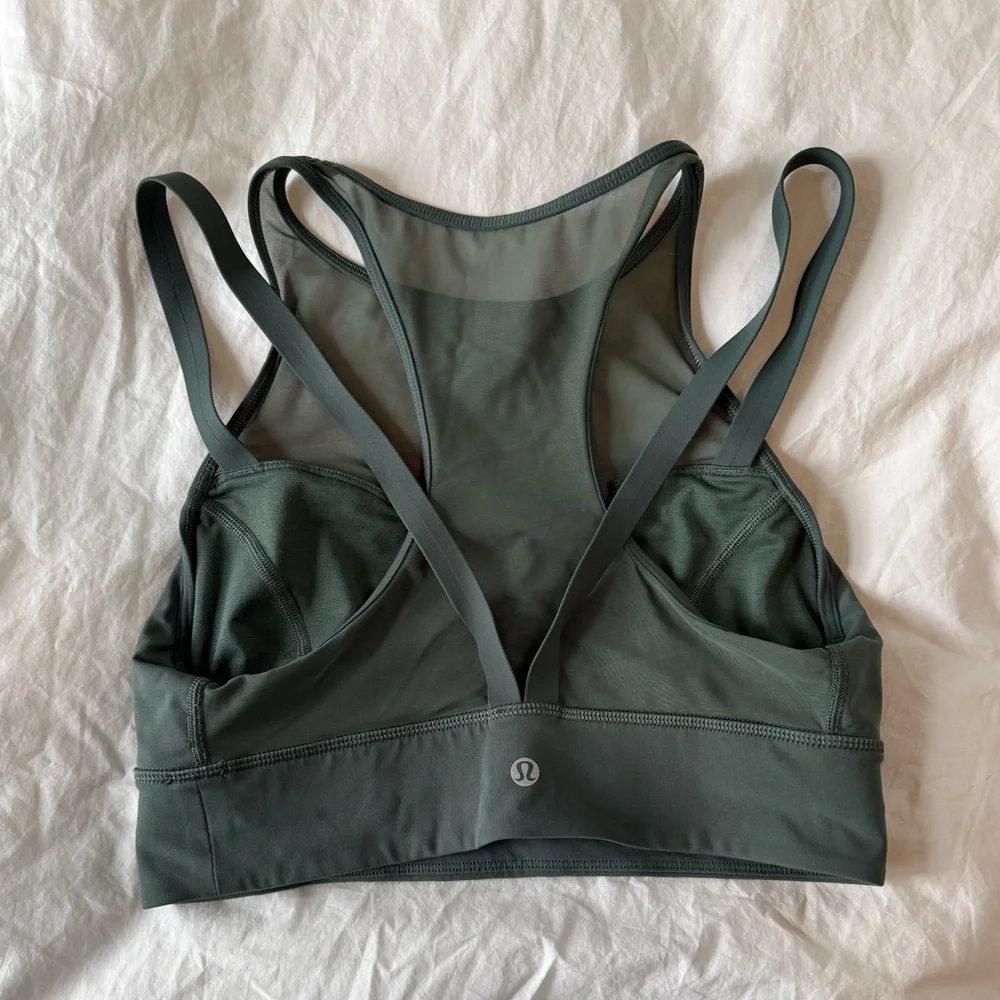 lululemon athletica Mesh Detail Sports Bra - Dark Green - Picture 3 of 5